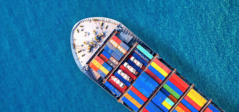 Container ship from above